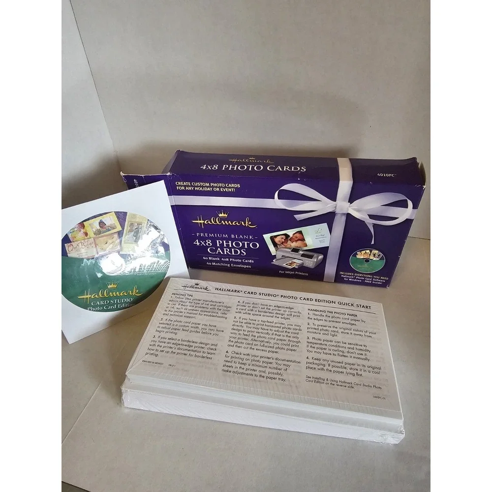 Hallmark Premium Blank 4x8 Photo Cards Set – 40 Cards Envelopes CD  New Open Box